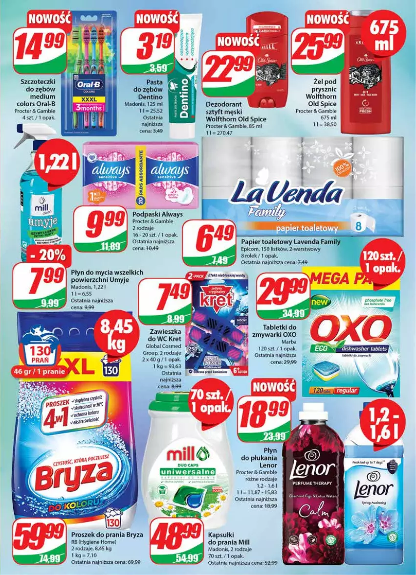 Gazetka promocyjna Dino - Gazetka 20 - ważna 17.05 do 23.05.2023 - strona 23 - produkty: Always, Bryza, Dezodorant, Fa, Lenor, Old Spice, Papier, Papier toaletowy, Płyn do mycia, Płyn do płukania, Podpaski, Proszek do prania, Tablet, Zmywarki