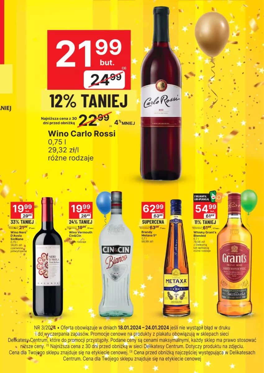 Gazetka promocyjna Delikatesy Centrum - Folder alkoholowy DC03 - ważna 18.01 do 24.01.2024 - strona 2 - produkty: Brandy, Carlo Rossi, Gra, Grant's, Rum, Vermouth, Whisky, Wino