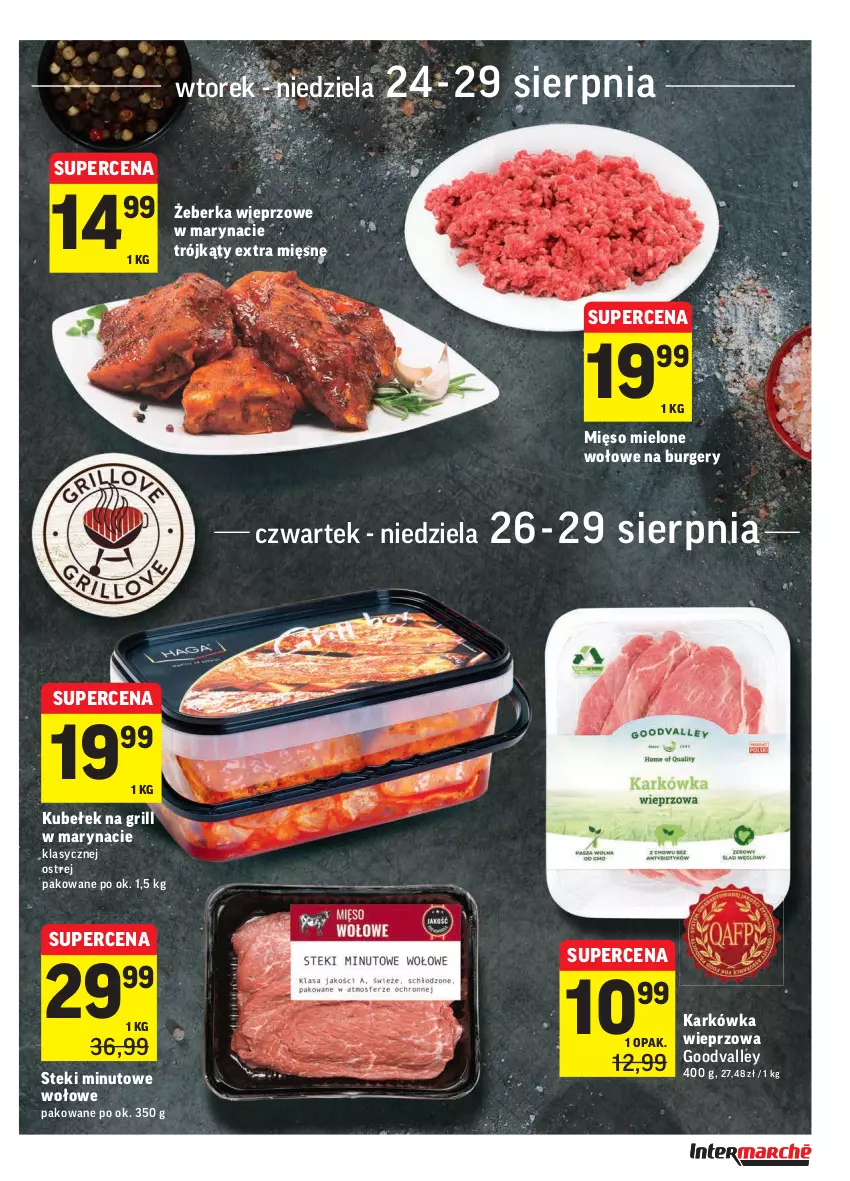 Gazetka promocyjna Intermarche - Gazetka promocyjna - ważna 24.08 do 30.08.2021 - strona 11 - produkty: Burger, Grill, Karkówka wieprzowa, Mięso, Mięso mielone, Stek