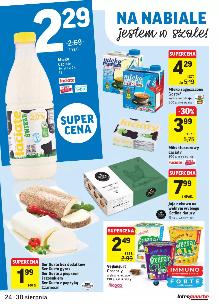 Gazetka promocyjna Intermarche - Gazetka promocyjna - ważna 24.08 do 30.08.2021 - strona 19 - produkty: Gyros, Jaja, Kotlin, Miks tłuszczowy, Mleko, Mleko zagęszczone, Pieprz, Ser, Szal, Vegangurt