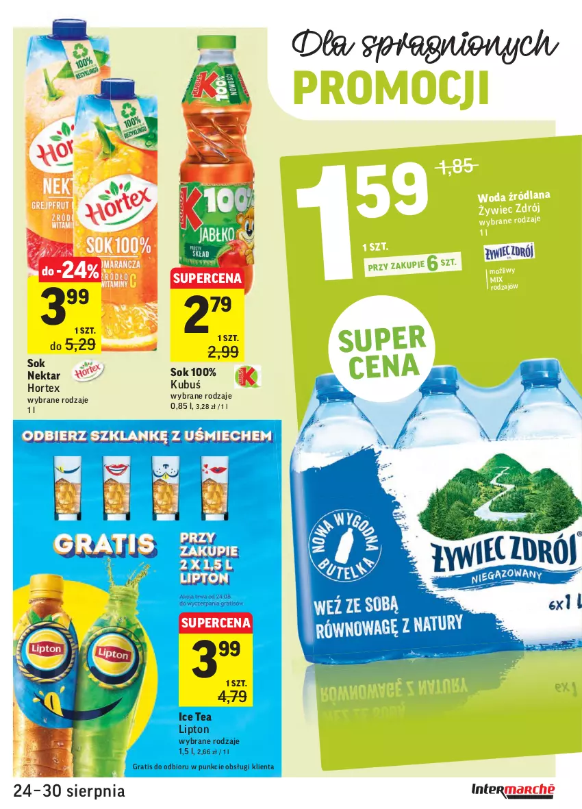 Gazetka promocyjna Intermarche - Gazetka promocyjna - ważna 24.08 do 30.08.2021 - strona 27 - produkty: Gra, Hortex, Ice tea, Kubuś, LANA, Lipton, Nektar, Sok, Woda