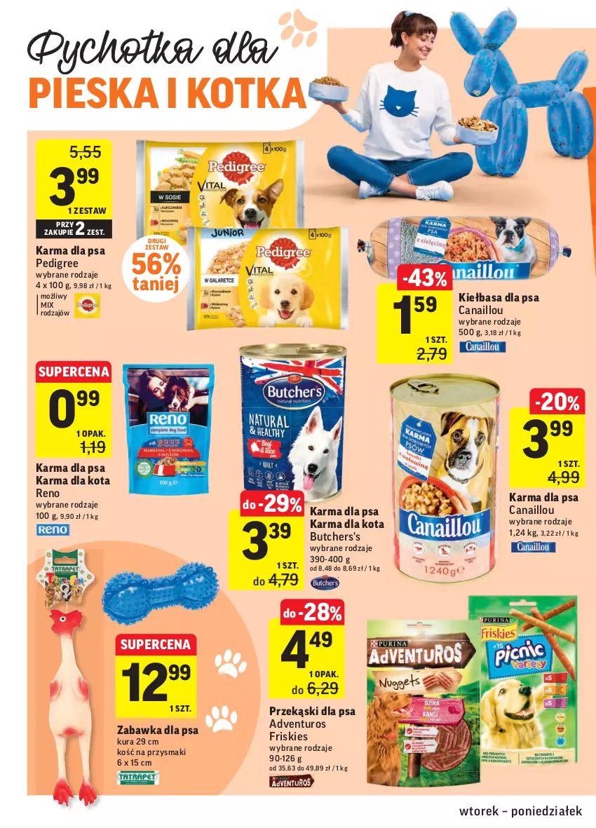 Gazetka promocyjna Intermarche - Gazetka promocyjna - ważna 24.08 do 30.08.2021 - strona 28 - produkty: Adventuros, Canaillou, Friskies, Kiełbasa, Pedigree, Przekąski dla psa, Przysmaki, Zabawka