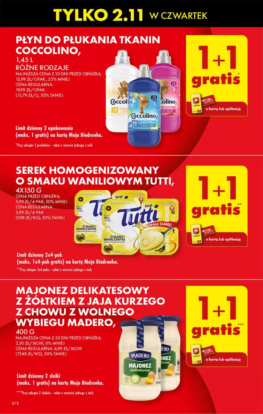 Gazetka promocyjna Biedronka - Od czwartku - ważna 02.11 do 08.11.2023 - strona 2 - produkty: Coccolino, Dron, Gra, Jaja, Majonez, Płyn do płukania, Ser, Serek, Serek homogenizowany