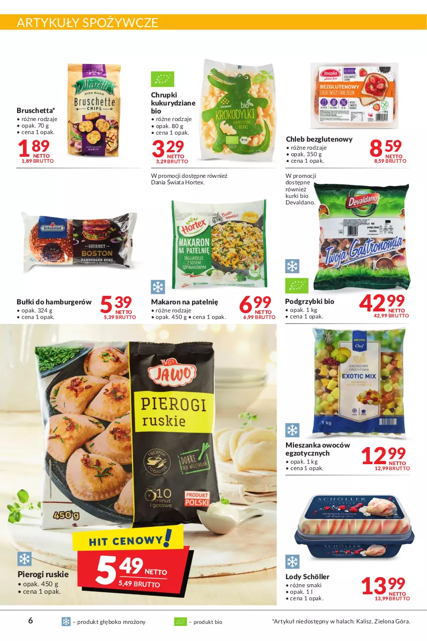 Gazetka promocyjna Makro - [Oferta promocyjna] Artykuły spożywcze i przemysłowe - ważna 25.01 do 07.02.2022 - strona 6 - produkty: Artykuły spożywcze, Burger, Chleb, Chleb bezglutenowy, Chrupki, Hamburger, Hortex, Lody, Makaron, Pierogi, Podgrzybki