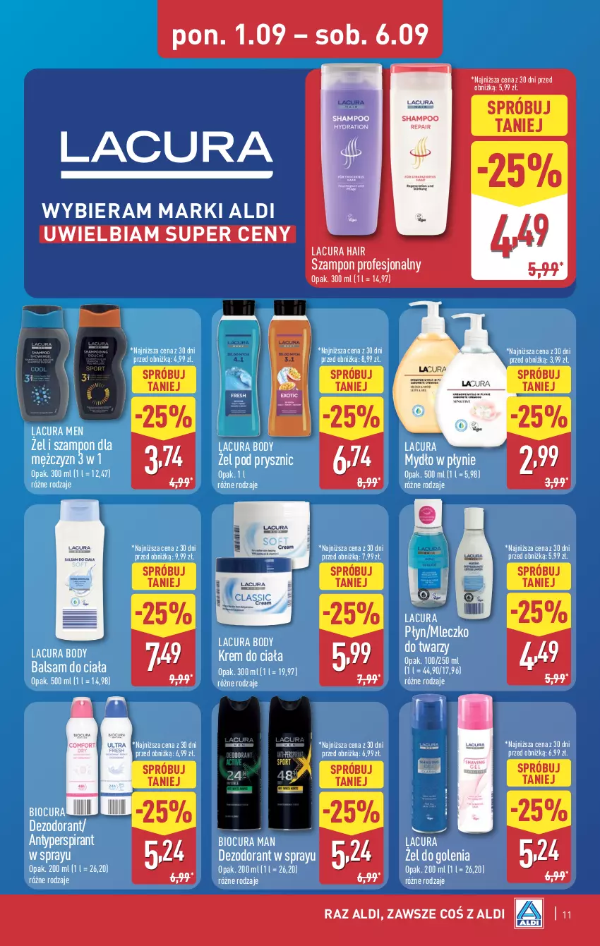 Gazetka promocyjna Aldi - Pełna oferta - ważna 01.09 do 06.09.2025 - strona 11 - produkty: Antyperspirant, Balsam do ciała, Body, Dezodorant, Krem do ciała, Mleczko, Mydło, Mydło w płynie, Szampon