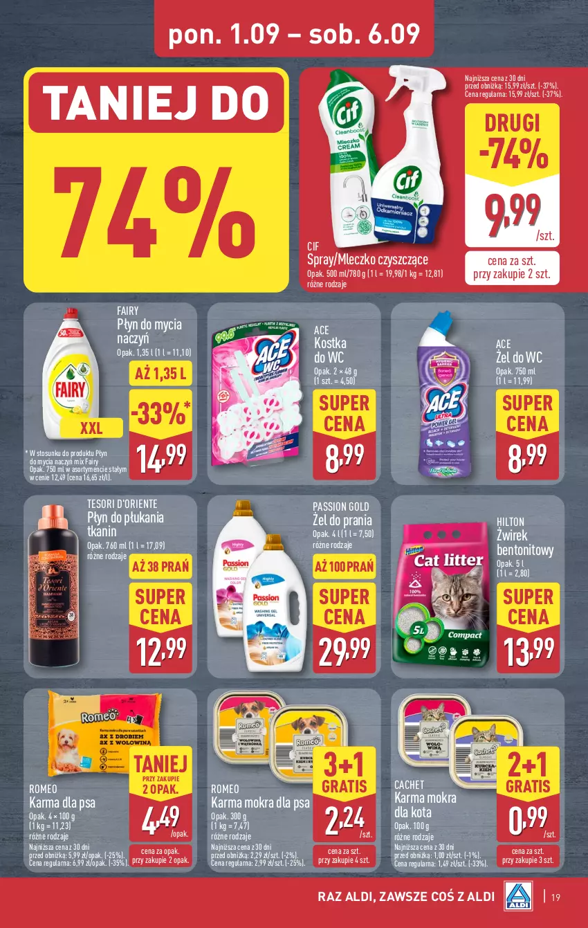Gazetka promocyjna Aldi - Pełna oferta - ważna 01.09 do 06.09.2025 - strona 19 - produkty: Cif, Do mycia naczyń, Fa, Fairy, Gra, Kostka do wc, Mleczko, Płyn do mycia, Płyn do mycia naczyń, Płyn do płukania