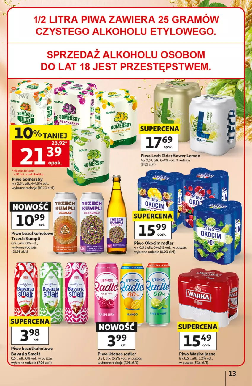 Gazetka promocyjna Auchan - Gazetka 30 Lat Hipermarket Auchan - ważna 09.07 do 15.07.2026 - strona 13 - produkty: Gra, Koc, Okocim, Piwa, Piwo, Radler, Somersby, Warka