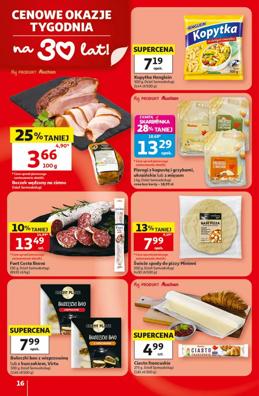 Gazetka promocyjna Auchan - Gazetka 30 Lat Hipermarket Auchan - ważna 09.07 do 15.07.2026 - strona 16 - produkty: Bułeczki, Ciasto francuskie, Kapustą, Kopytka, Kurczak, Pierogi, Pizza, Virtu