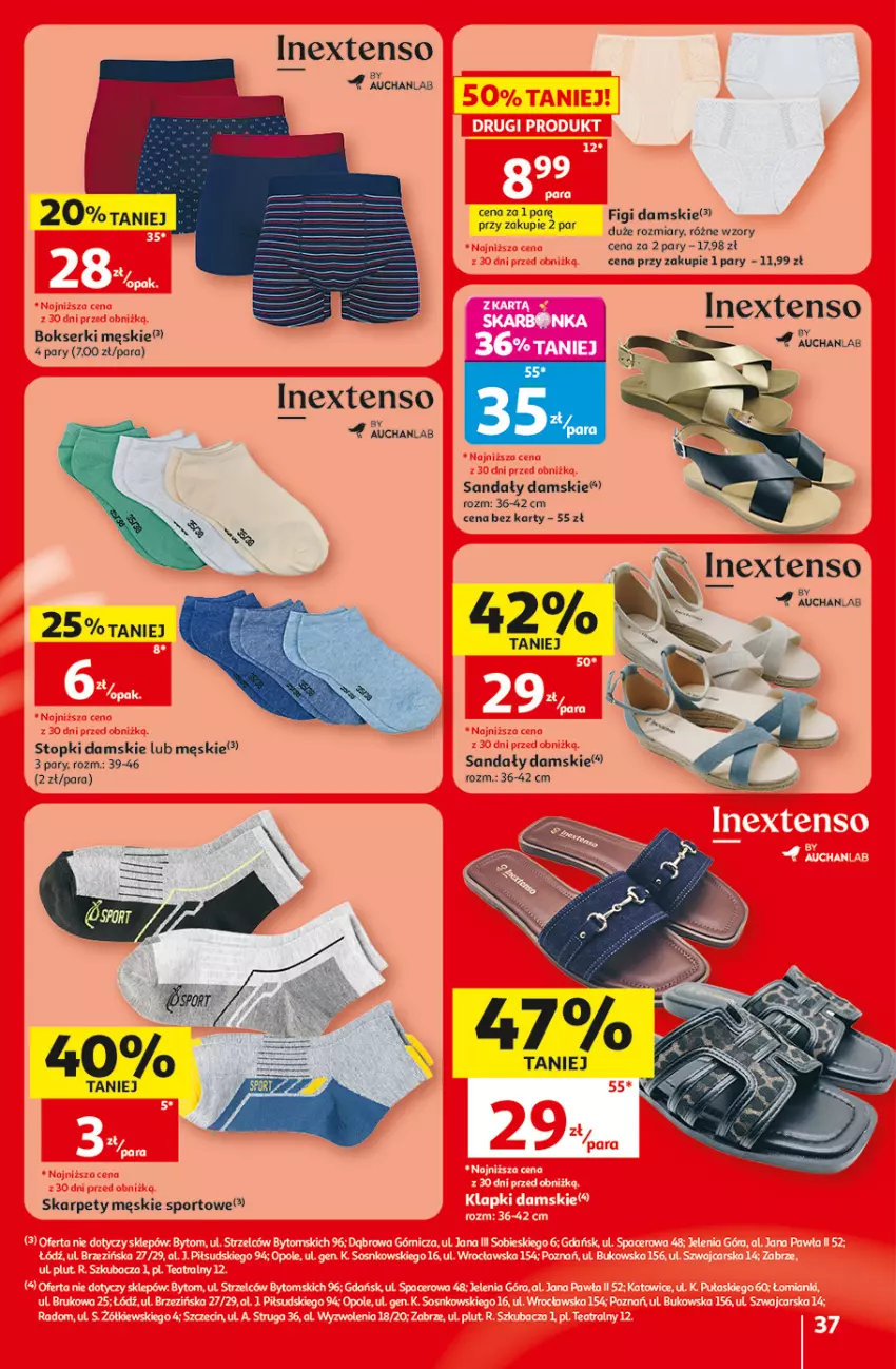 Gazetka promocyjna Auchan - Gazetka 30 Lat Hipermarket Auchan - ważna 09.07 do 15.07.2026 - strona 37 - produkty: Bokserki, Figi, Karp, Por, Sandał, Ser, Sport, Top