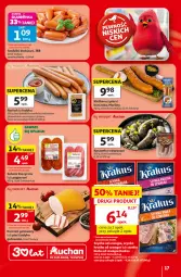 Gazetka promocyjna Auchan - Gazetka 30 Lat Hipermarket Auchan - Gazetka - ważna od 15.07 do 15.07.2026 - strona 17 - produkty: Kurczak, Ser, Salami, Kurczak gotowany, Parówki, Serdelki, Parówki z indyka, Kiełbasa z piersi kurczaka, Morliny, Kaszanka, Kasza, Kiełbasa