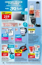 Gazetka promocyjna Auchan - Gazetka 30 Lat Hipermarket Auchan - Gazetka - ważna od 15.07 do 15.07.2026 - strona 38 - produkty: Ustnik, Dzbanek filtrujący, Odkurzacz, Top, Sos, Por, Gra, Dzbanek, Blender, Maszynka do mielenia, Czajnik, Pojemnik, Aquaphor, Szynka, Tefal, Kuchenka mikrofalowa, Smoothie, Maszynka, Zelmer, Fa
