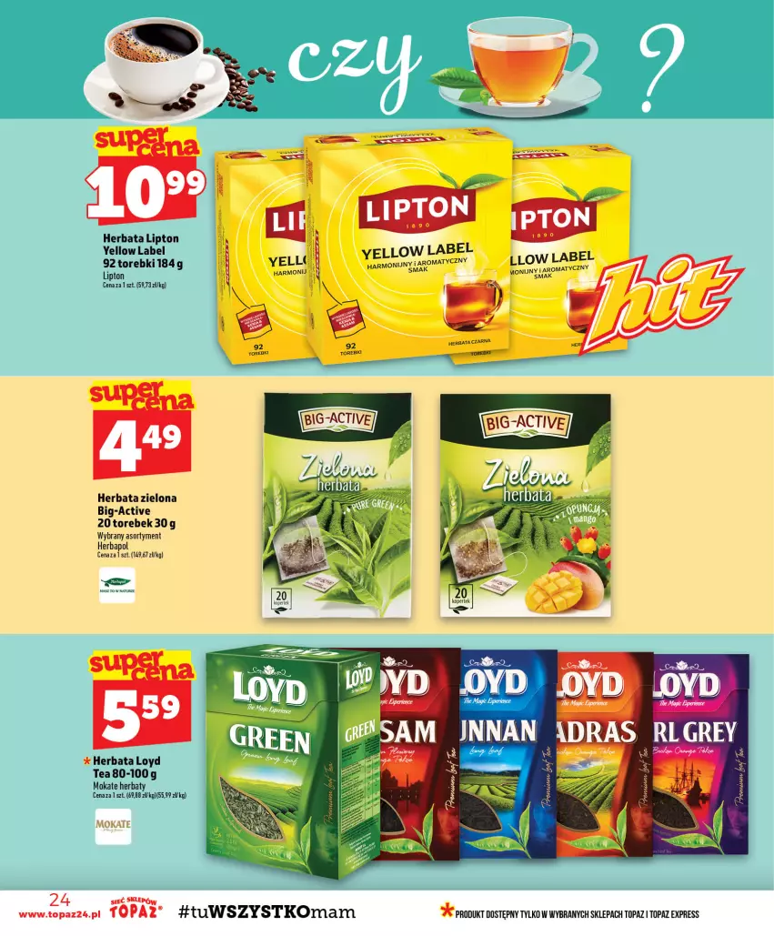 Gazetka promocyjna Topaz - Gazetka - ważna 13.08 do 19.08.2026 - strona 24 - produkty: Herbapol, Herbata, Lipton, Loyd, Top