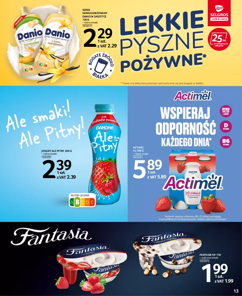 Gazetka promocyjna Selgros - Oferta spożywcza - ważna 20.10 do 02.11.2022 - strona 13 - produkty: Actimel, Danio, Fa, Fanta, Jogurt, Ser, Serek, Serek homogenizowany