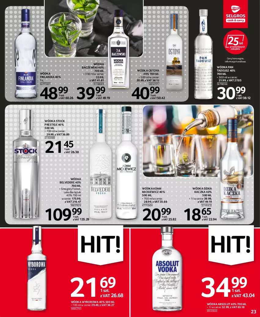 Gazetka promocyjna Selgros - Oferta spożywcza - ważna 20.10 do 02.11.2022 - strona 23 - produkty: Absolut, Finlandia, Kaczka, Stock, Wódka, Wyborowa