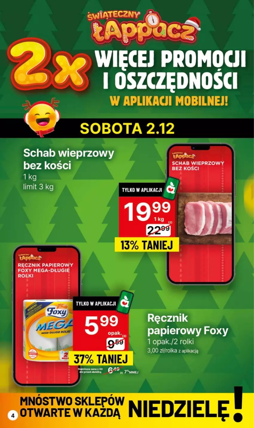 Gazetka promocyjna Delikatesy Centrum - Dyskontowe ceny w Delikatesach Centrum - ważna 30.11 do 06.12.2023 - strona 4 - produkty: Foxy, Kogut, Papier, Ręcznik, Rolki, Schab wieprzowy