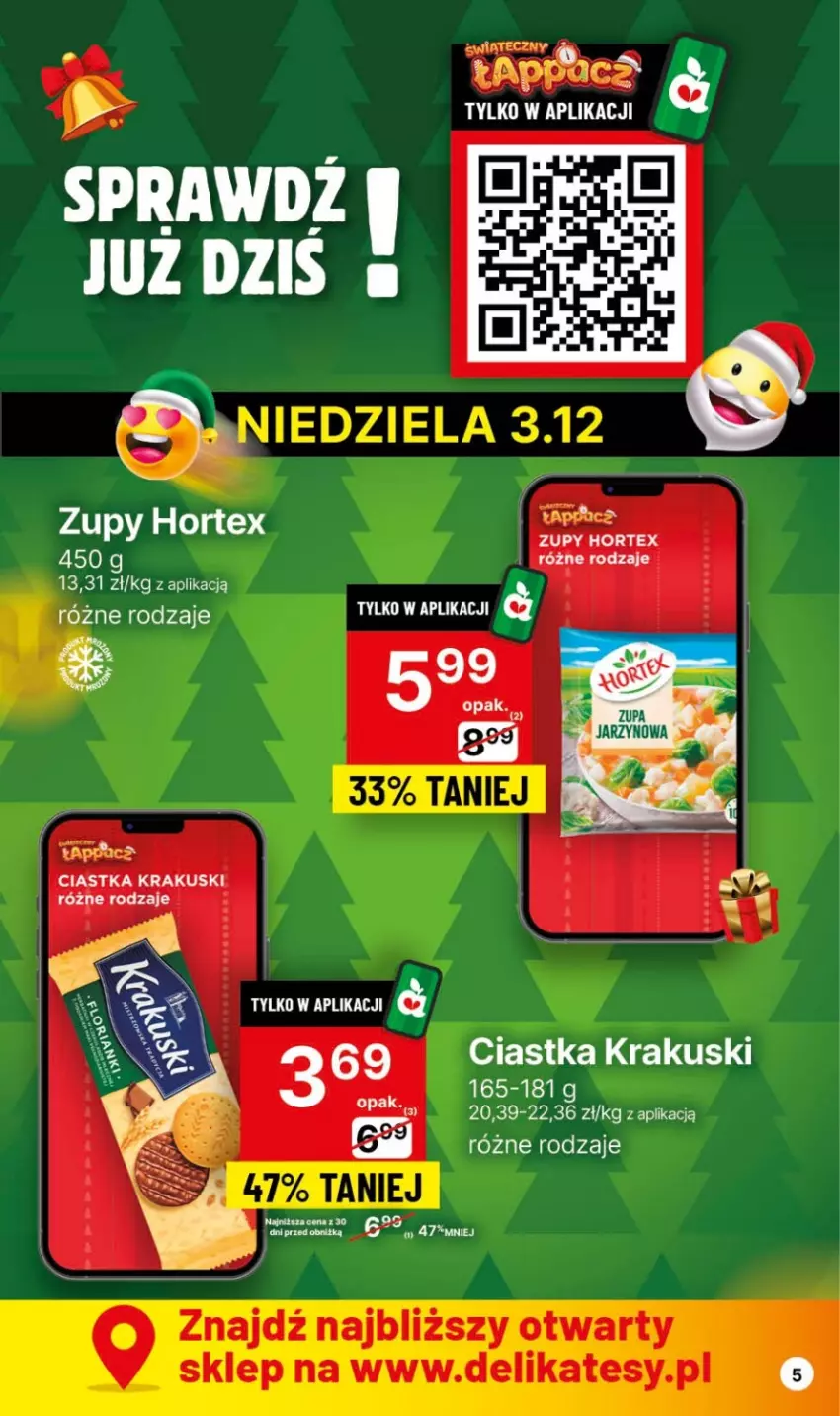 Gazetka promocyjna Delikatesy Centrum - Dyskontowe ceny w Delikatesach Centrum - ważna 30.11 do 06.12.2023 - strona 5 - produkty: Ciastka, Fa, Hortex, Krakus, Krakuski