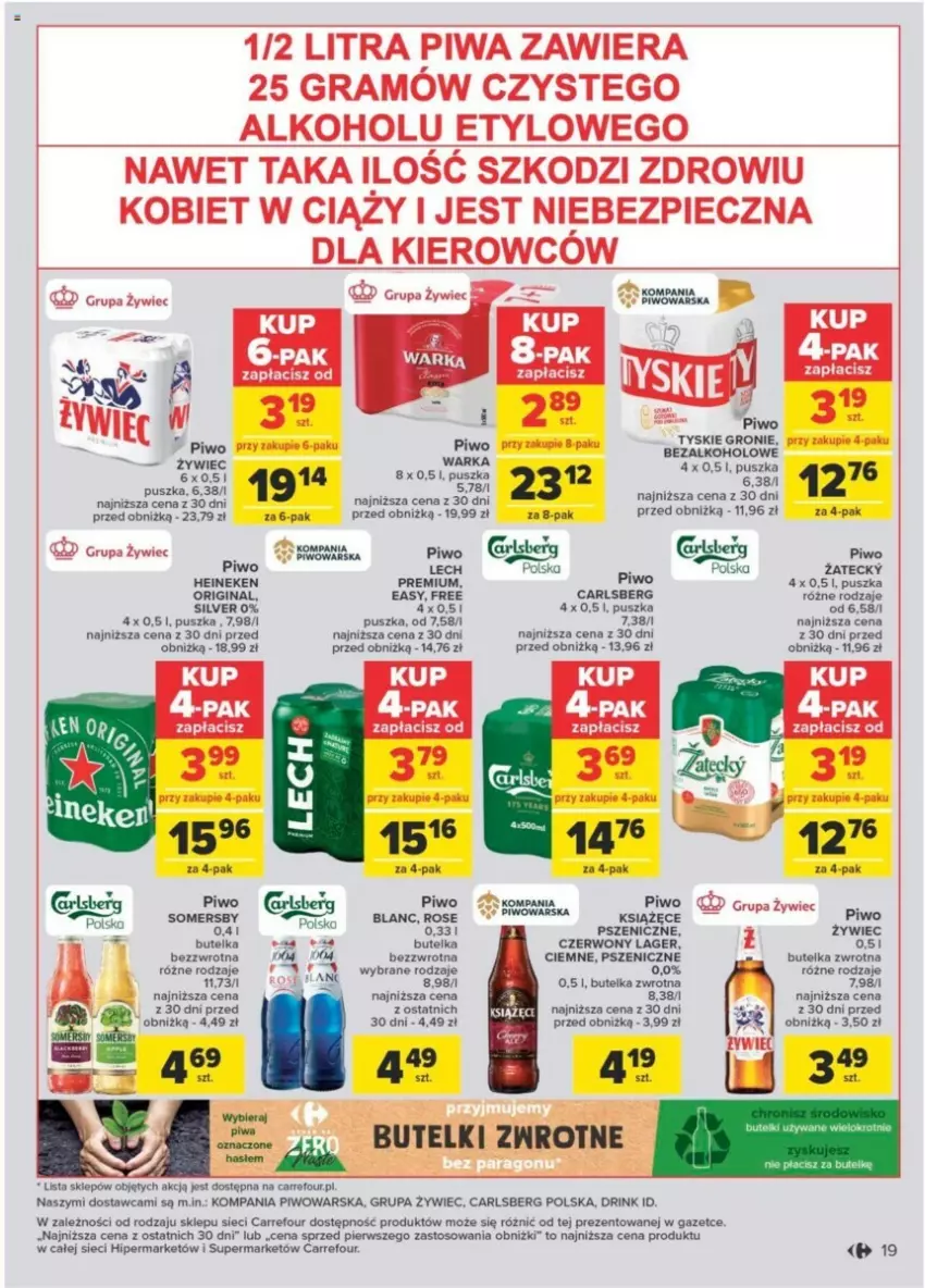 Gazetka promocyjna Carrefour - ważna 23.01 do 03.02.2024 - strona 14 - produkty: Carlsberg, Gin, Gra, Heineken, Książęce, Piec, Piwa, Piwo, Somersby, Tyskie, Warka