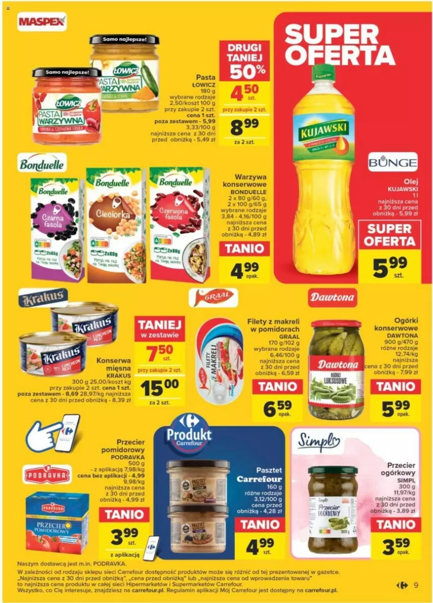 Gazetka promocyjna Carrefour - ważna 23.01 do 03.02.2024 - strona 3 - produkty: Bonduelle, Dawtona, Gra, Graal, Kosz, Pasztet, Podravka, Ser, Warzywa, Warzywa konserwowe