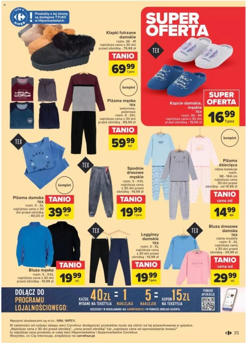 Gazetka promocyjna Carrefour - ważna 23.01 do 03.02.2024 - strona 31 - produkty: Bluza, Bluza dresowa, Dres, Dzieci, Gin, Gra, Klapki, Klej, Legginsy, Piżama, Spodnie