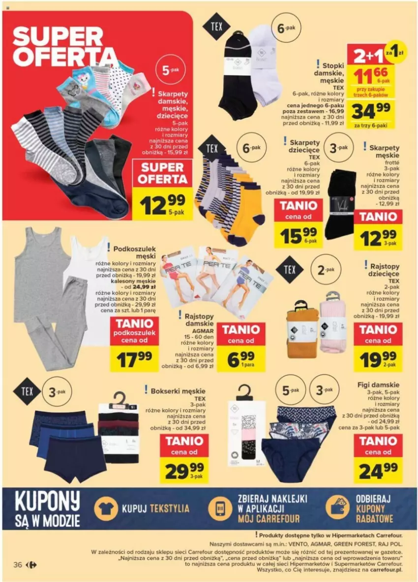 Gazetka promocyjna Carrefour - ważna 23.01 do 03.02.2024 - strona 32 - produkty: Bokserki, Dzieci, Figi, Karp, Klej, Kosz, Podkoszulek, Rajstopy, Ser, Top