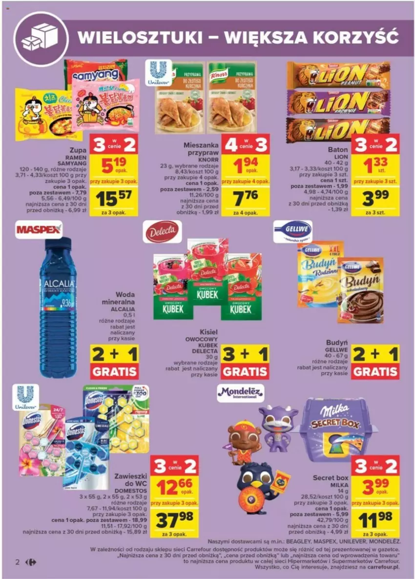 Gazetka promocyjna Carrefour - ważna 23.01 do 03.02.2024 - strona 34 - produkty: Budyń, Domestos, Kisiel, Knorr, Kosz, Kubek, Woda, Woda mineralna