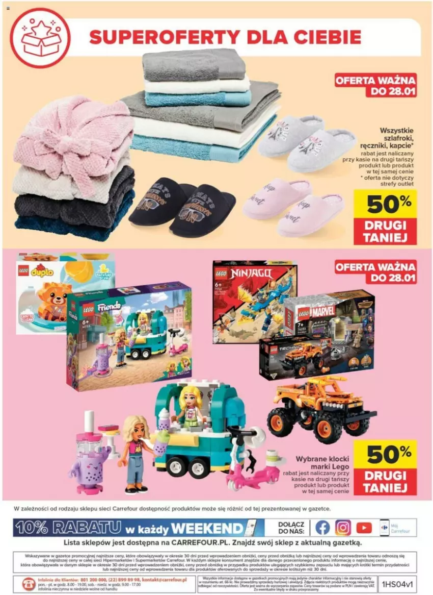 Gazetka promocyjna Carrefour - ważna 23.01 do 03.02.2024 - strona 37 - produkty: Kapcie, Klocki, LEGO, Ręcznik, Szlafrok