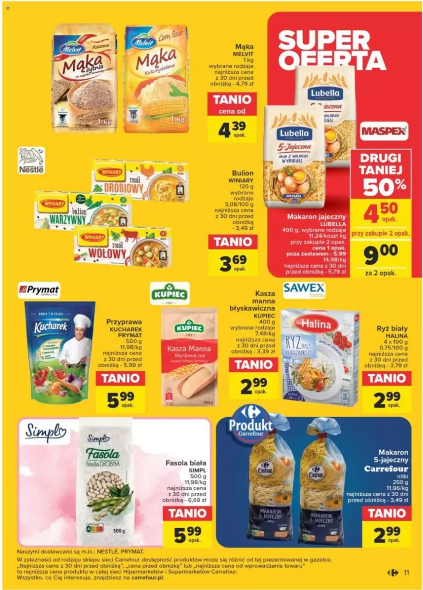 Gazetka promocyjna Carrefour - ważna 23.01 do 03.02.2024 - strona 5 - produkty: Bulion, Fa, Fasola, Kasza, Kucharek, Kupiec, Lion, Mąka, Makaron, Melvit, Piec, Prymat, Ryż, Ryż biały, Winiary