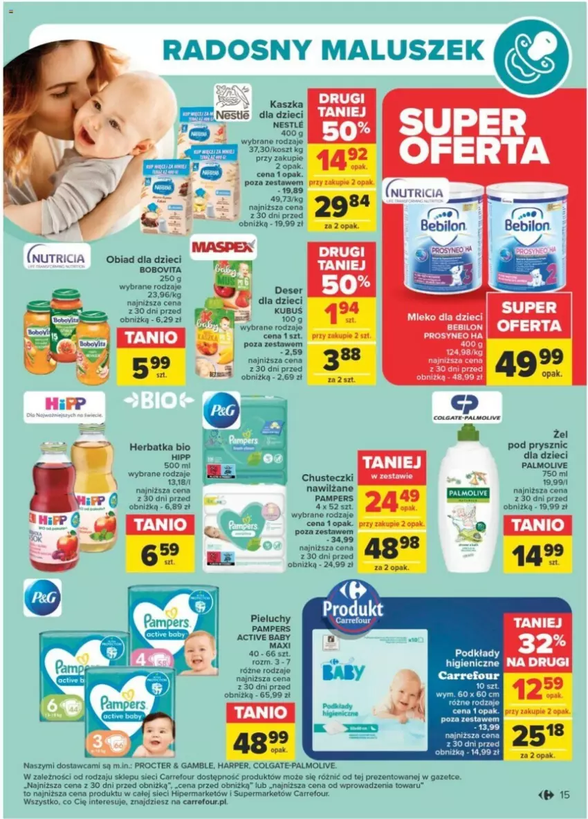 Gazetka promocyjna Carrefour - ważna 23.01 do 03.02.2024 - strona 9 - produkty: BEBILON, BoboVita, Chusteczki, Colgate, Deser, Dzieci, HiPP, Kosz, Kubuś, LG, Mleko, Mleko dla dzieci, Palmolive, Pampers, Pieluchy, Ser