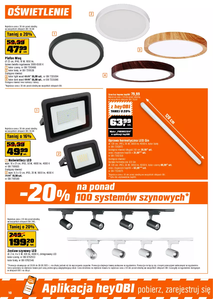Gazetka promocyjna Obi - Gazetka OBI - ważna 20.08 do 09.09.2025 - strona 10 - produkty: Gin, Naświetlacz, Naświetlacz LED, Plafon