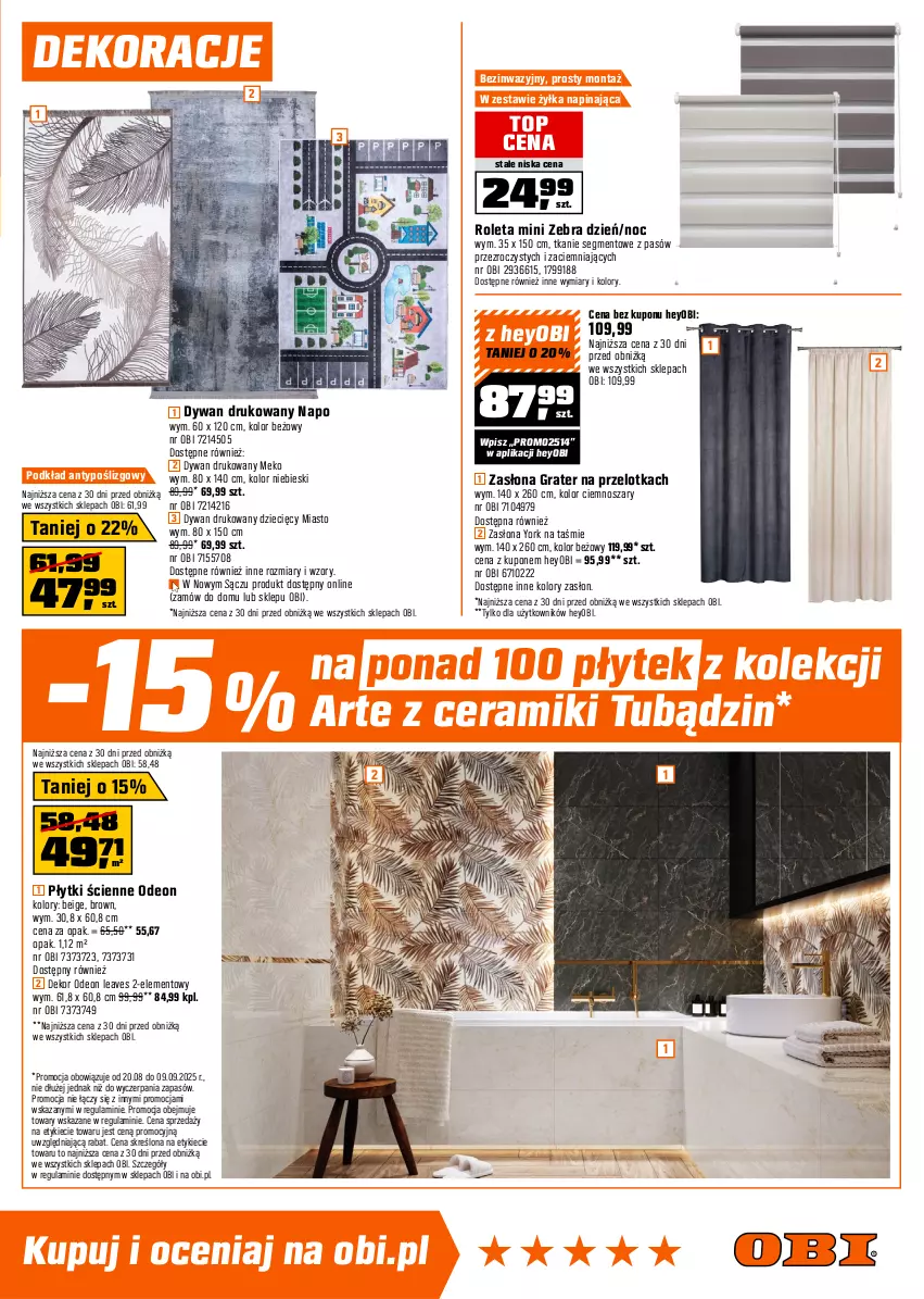 Gazetka promocyjna Obi - Gazetka OBI - ważna 20.08 do 09.09.2025 - strona 3 - produkty: Dywan, Dzieci, Gra, Podkład, Roleta, Top, Zasłona