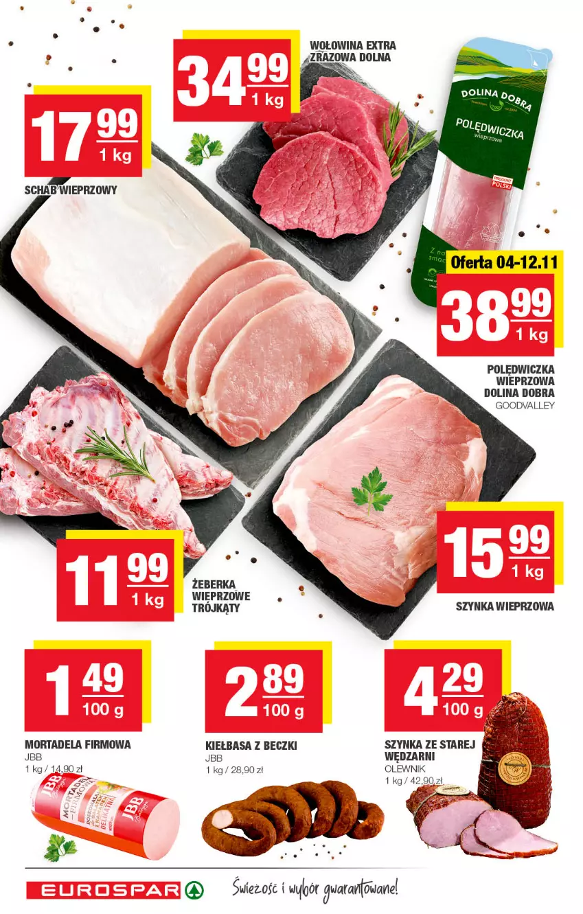 Gazetka promocyjna Spar - EuroSpar - ważna 30.10 do 09.11.2022 - strona 8 - produkty: Kiełbasa, Olewnik, Polędwiczka wieprzowa, Schab wieprzowy, Szynka, Szynka wieprzowa, Wołowina