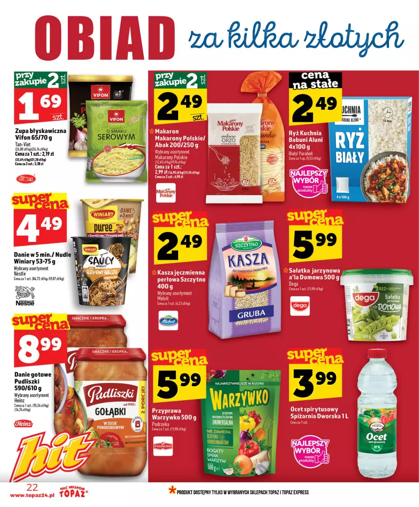 Gazetka promocyjna Topaz - Gazetka - ważna 09.07 do 15.07.2026 - strona 22 - produkty: Danie gotowe, Heinz, Kasza, Pudliszki, Top, Winiary, Zupa