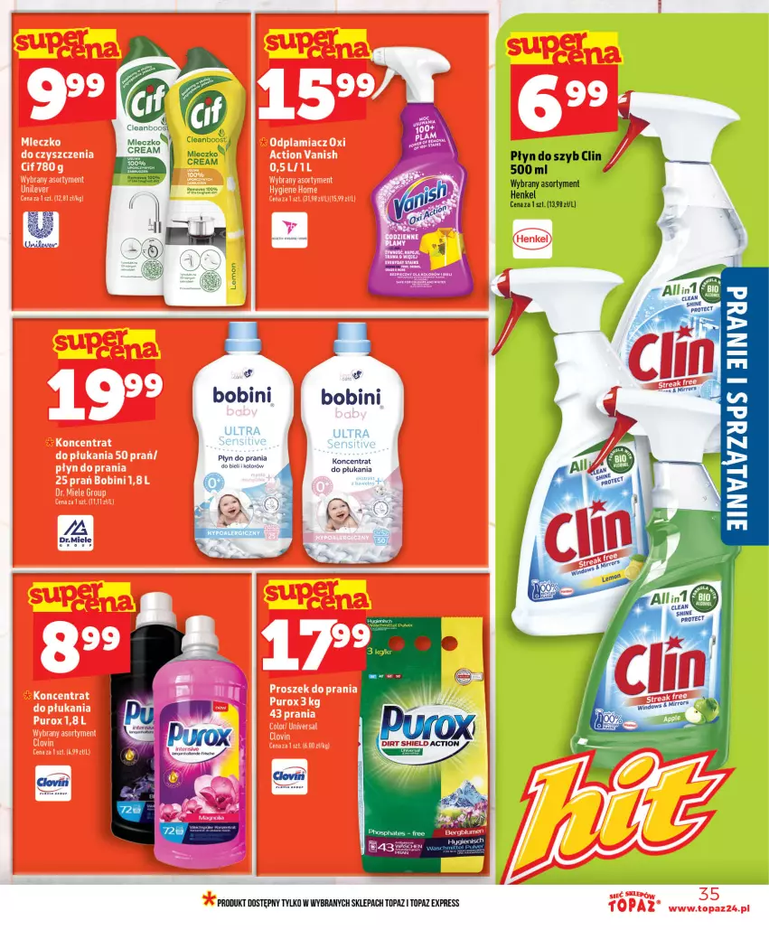 Gazetka promocyjna Topaz - Gazetka - ważna 09.07 do 15.07.2026 - strona 35 - produkty: Clin, Miecz, Płyn do prania, Płyn do szyb, Top