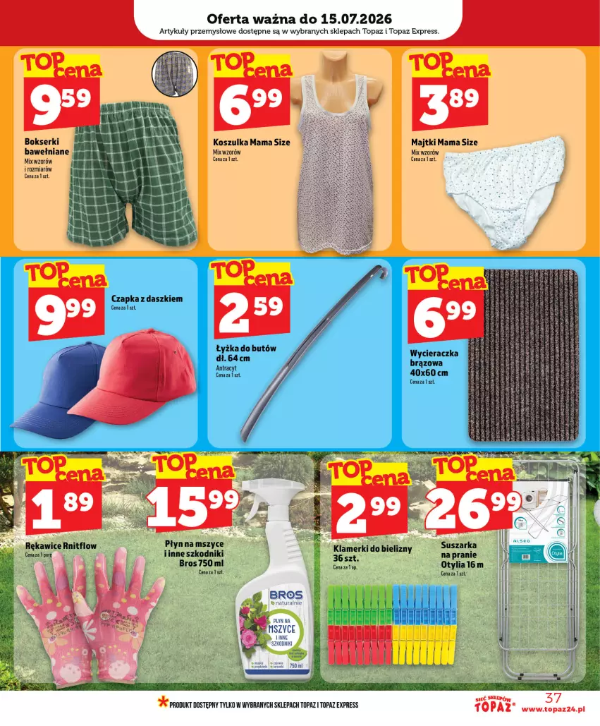 Gazetka promocyjna Topaz - Gazetka - ważna 09.07 do 15.07.2026 - strona 37 - produkty: Bokserki, Czapka, Fa, Kosz, Koszulka, Majtki, Rękawice, Ser, Top, Wycieraczka