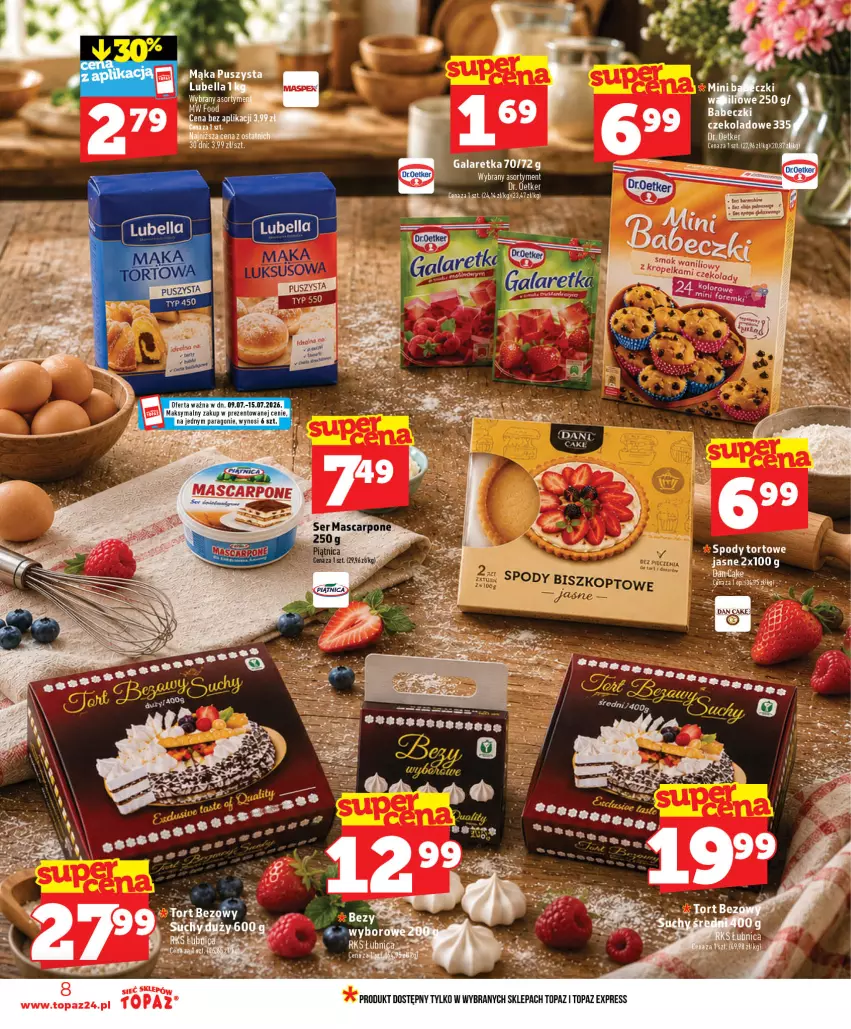 Gazetka promocyjna Topaz - Gazetka - ważna 09.07 do 15.07.2026 - strona 8 - produkty: Bell, Bella, Dr. Oetker, Gala, Galaretka, Lubella, Mąka, Top