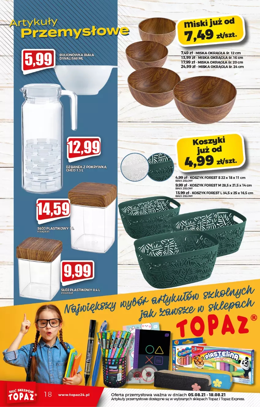 Gazetka promocyjna Topaz - Gazetka - ważna 05.08 do 11.08.2021 - strona 18 - produkty: Bulion, Dzbanek, Kosz, Lion, Miska, Mus, Top