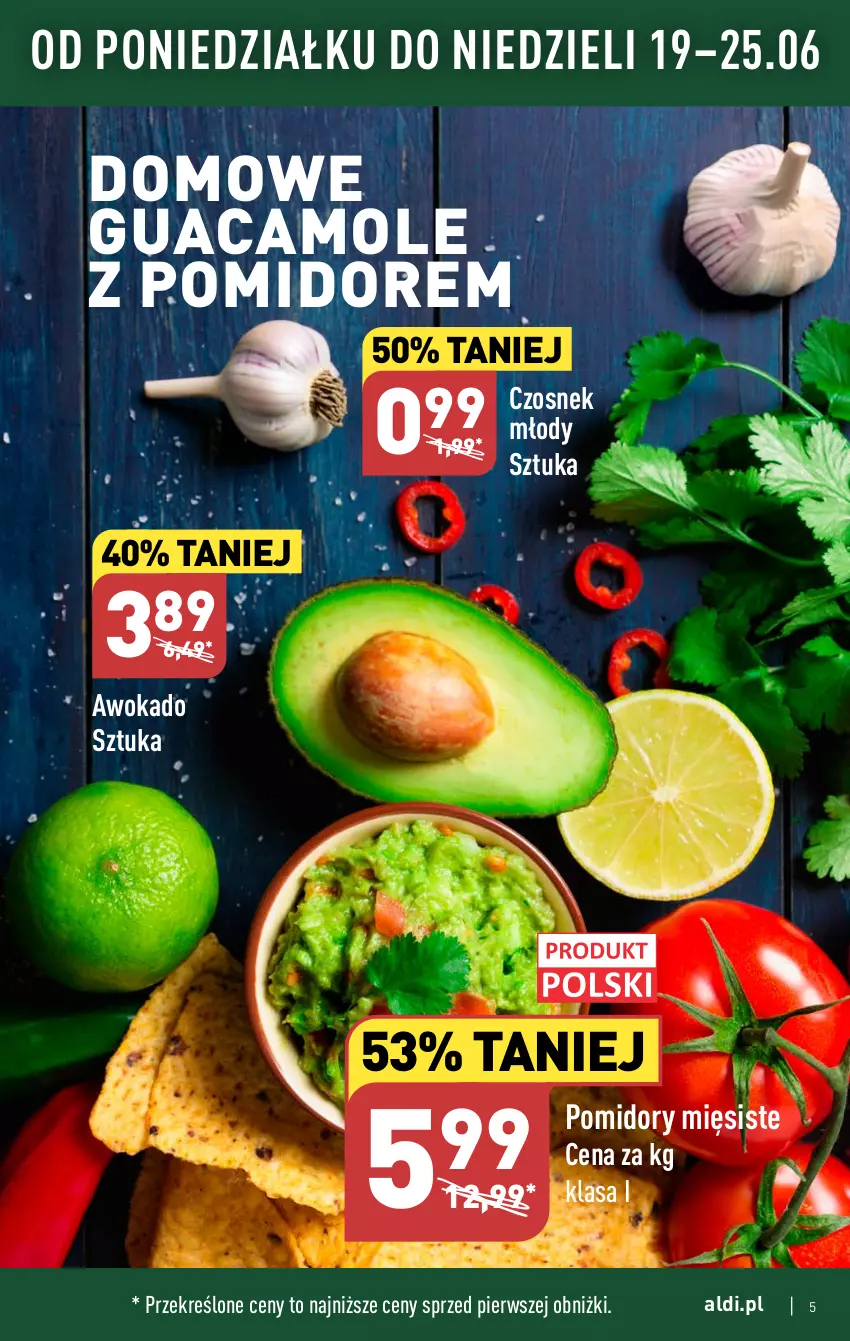 Gazetka promocyjna Aldi - Pełen katalog od 19.06 - ważna 19.06 do 25.06.2023 - strona 5 - produkty: Amol, Czosnek, Pomidory