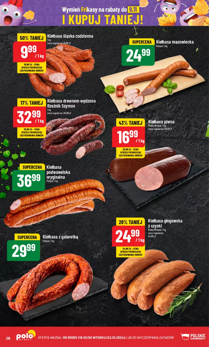 Gazetka promocyjna PoloMarket - Gazetka pomocyjna - ważna 16.10 do 22.10.2024 - strona 28 - produkty: Gala, Gin, Kiełbasa, Madej Wróbel, Pekpol, Wawel