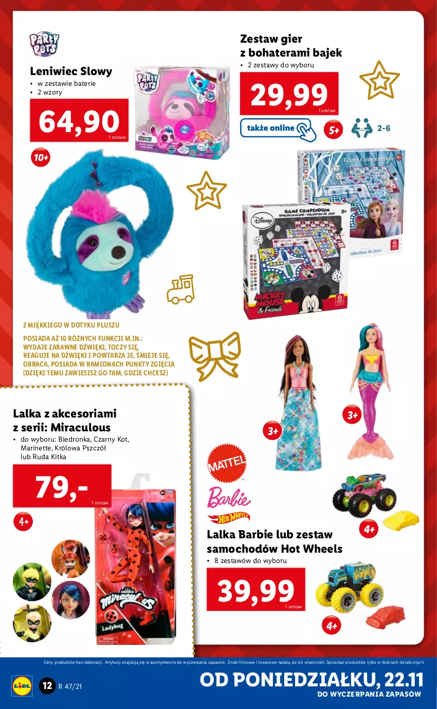 Gazetka promocyjna Lidl - GAZETKA - ważna 22.11 do 28.11.2021 - strona 12 - produkty: Barbie, Dron, Hot Wheels, Lalka, Ser, Tera