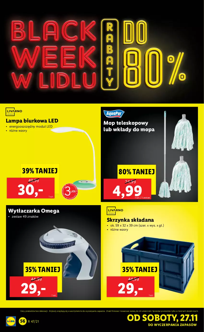 Gazetka promocyjna Lidl - GAZETKA - ważna 22.11 do 28.11.2021 - strona 56 - produkty: Biurko, Lampa, Lampa biurkowa, Mop, Teleskop