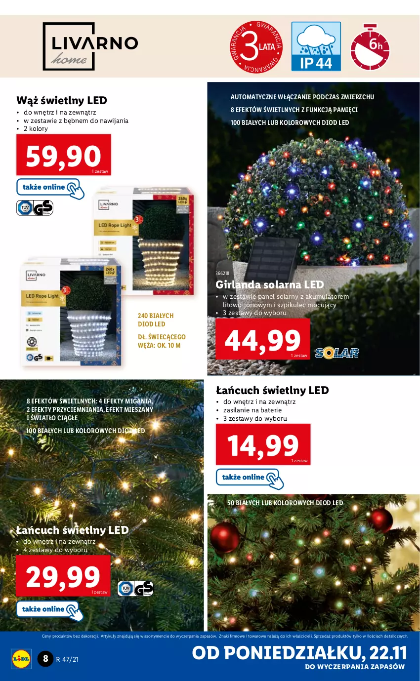 Gazetka promocyjna Lidl - GAZETKA - ważna 22.11 do 28.11.2021 - strona 8 - produkty: Akumulator, Girlanda, Silan