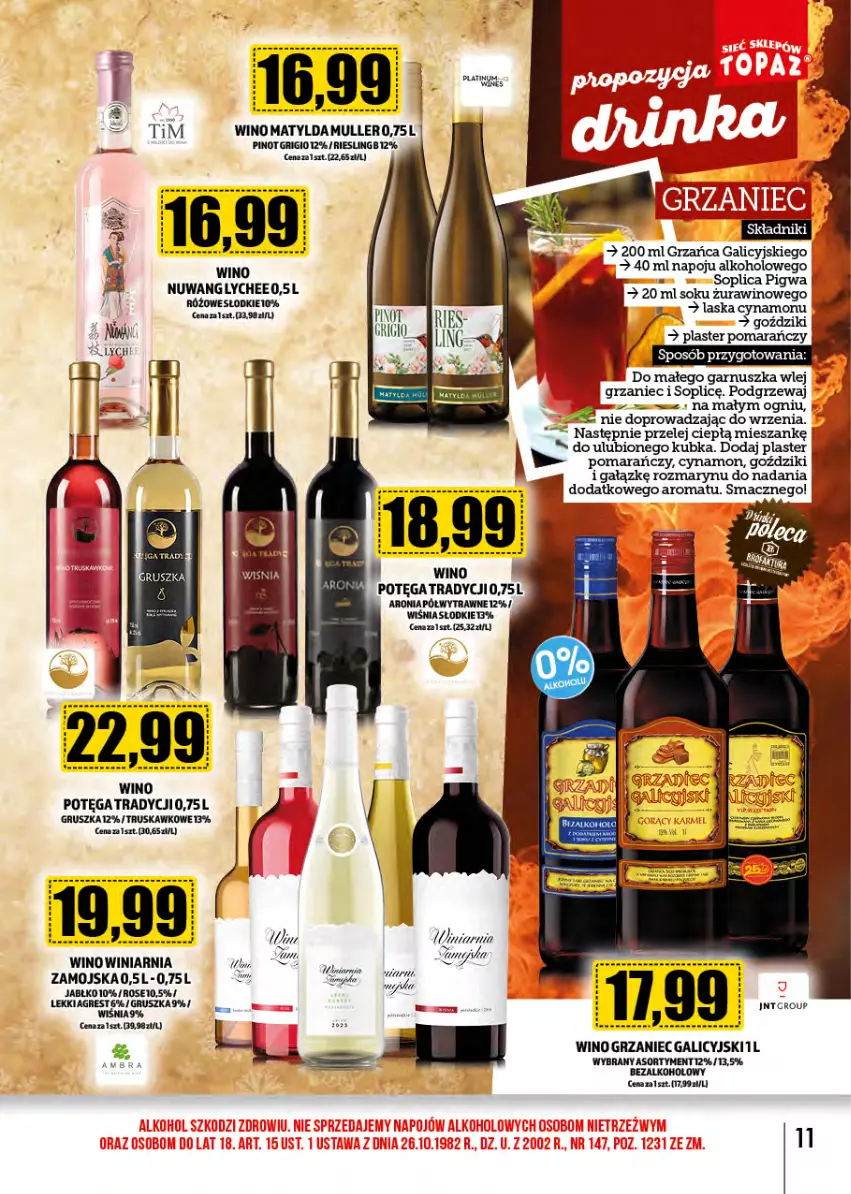 Gazetka promocyjna Topaz - Gazetka - ważna 02.12 do 31.12.2024 - strona 11 - produkty: Aronia, Gres, Grzaniec Galicyjski, Pinot Grigio, Por, Sok, Wino