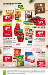 Gazetka promocyjna Stokrotka - Supermarket - Gazetka - ważna od 28.04 do 28.04.2026 - strona 15 - produkty: Piwa, Piwo, Ketchup, Warzywa, Sos, Por, Gra, Chipsy, Tyskie, Optima, Kotlin, Kaszanka, Owoce, Kasza, Lay’s, Kiełbasa, Mięso, Kiełbasa śląska