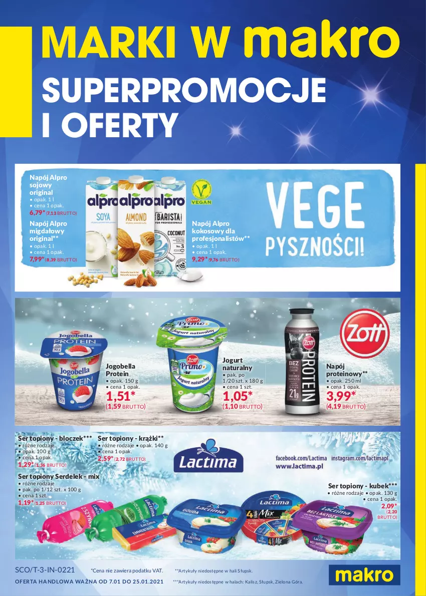 Gazetka promocyjna Makro - [Oferta promocyjna] Marki w MAKRO - ważna 07.01 do 25.01.2021 - strona 1 - produkty: Alpro, Bell, Bella, Gin, Jogobella, Jogurt, Jogurt naturalny, Kokos, Kubek, Napój, Ser, Ser topiony, Top