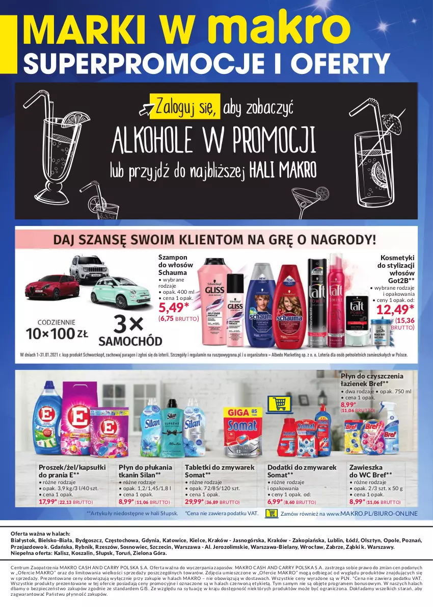 Gazetka promocyjna Makro - [Oferta promocyjna] Marki w MAKRO - ważna 07.01 do 25.01.2021 - strona 4 - produkty: Biuro, Bref, Got2b, Gra, Kapsułki do prania, Kosz, Piec, Płyn do płukania, Rum, Schauma, Silan, Somat, Sos, Szal, Szampon, Tablet, Zawieszka do wc