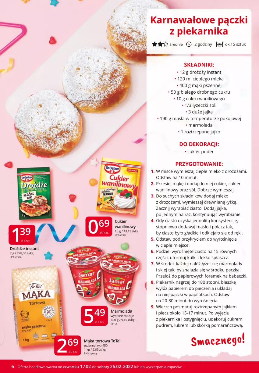 Gazetka promocyjna Market Vita - Gazetka promocyjna – Marketvita - ważna 17.02 do 26.02.2022 - strona 6 - produkty: Babeczki, Cukier, Cukier puder, Cukier wanilinowy, Drożdże, Fa, Klej, Mąka, Mąka tortowa, Marmolada, Masło, Mleko, Mola, Papier, Piec, Piekarnik, Płaszcz, Puder, Sól, Top