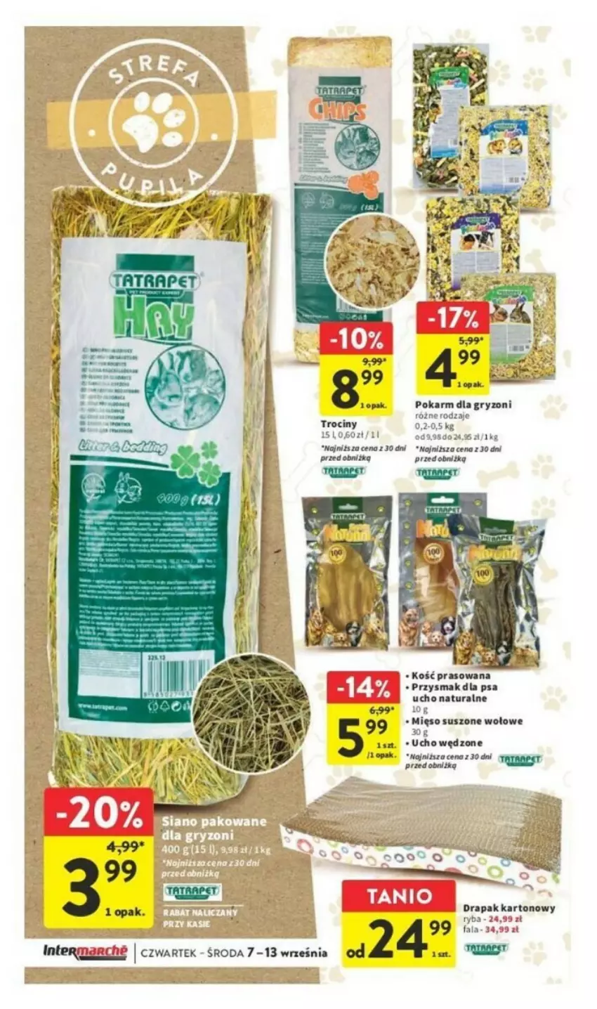 Gazetka promocyjna Intermarche - ważna 07.09 do 13.09.2023 - strona 30 - produkty: Drapak, Fa, Gry, Mięso, Pokarm dla gryzoni, Przysmak dla psa, Ryba