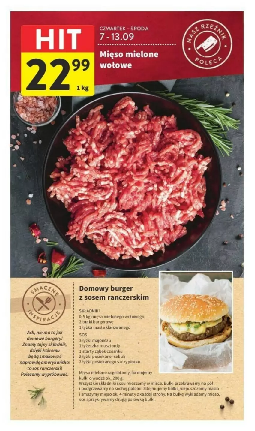 Gazetka promocyjna Intermarche - ważna 07.09 do 13.09.2023 - strona 4 - produkty: Burger, Masło, Mięso, Mięso mielone, Mus, Nuty, Sos