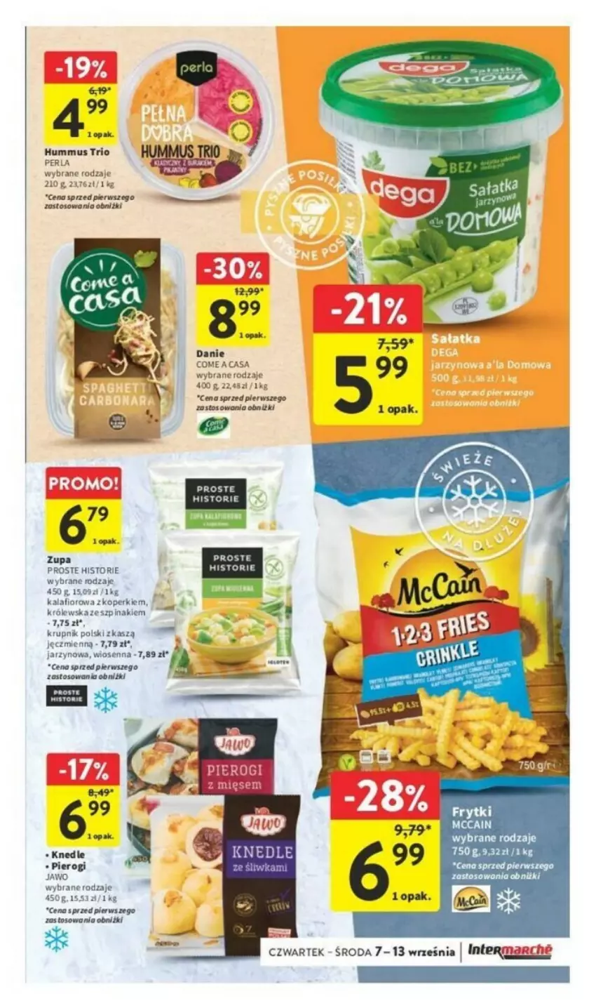 Gazetka promocyjna Intermarche - ważna 07.09 do 13.09.2023 - strona 9 - produkty: Hummus, Kalafior, Knedle, Krupnik, McCain, Mus, Pierogi, Szpinak, Zupa