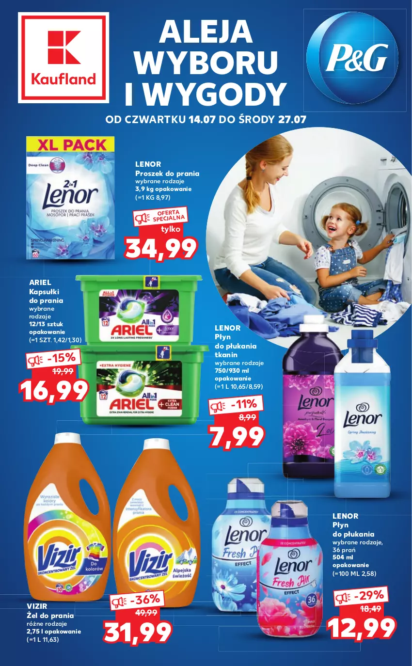 Gazetka promocyjna Kaufland - Oferta specjalna - ważna 14.07 do 27.07.2022 - strona 1 - produkty: Ariel, Kapsułki do prania, Lenor, Płyn do płukania, Proszek do prania, Vizir